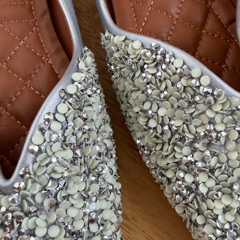 Embellished Silver Beaded Flats - Picture 5 of 7